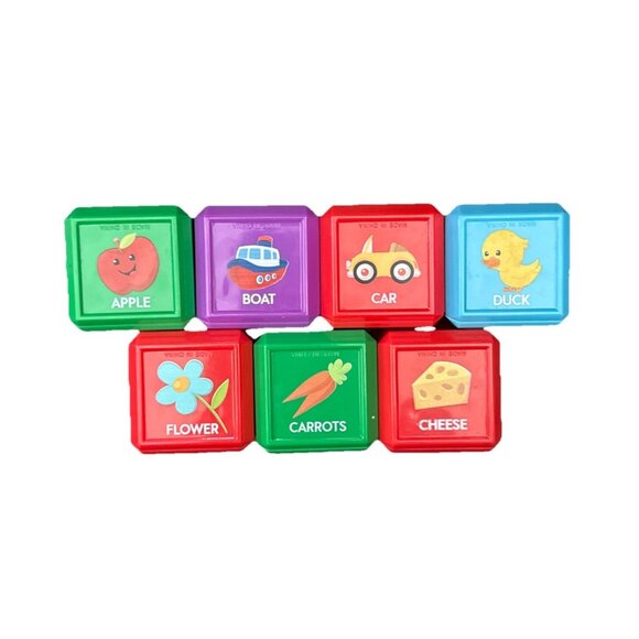 Fisher Price 7 Laugh & Learn First Words Sensory Play Blocks Baby Toy Puppy - Picture 1 of 6